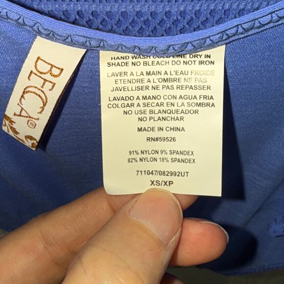 Becca Women's Crochet Plunging One-Piece Keyhole Swimsuit - Cornflower XS $128 - Picture 14 of 14